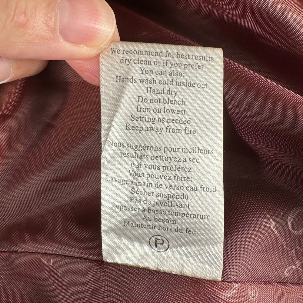 Samuel Dong Bubble Hem Trench Coat Women XL Burgundy Iridescent Avant Garde - Picture 6 of 8